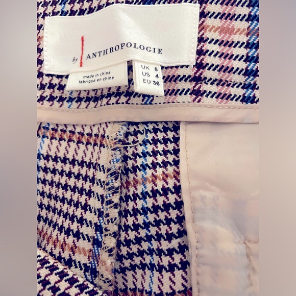 Plaid/houndstooth combo cropped pants with blush, purple and blue tones - Picture 3 of 5